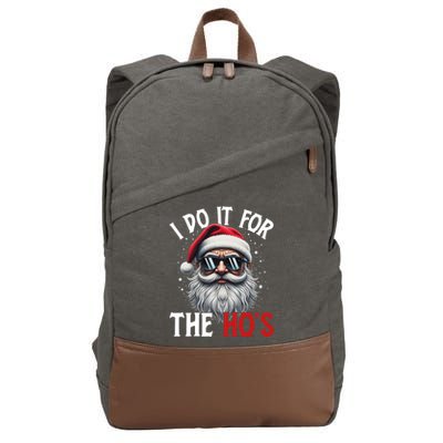 I Do It For The Hos Funny Christmas Santa Claus Cotton Canvas Backpack