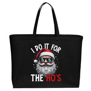 I Do It For The Hos Funny Christmas Santa Claus Cotton Canvas Jumbo Tote