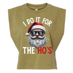 I Do It For The Hos Funny Christmas Santa Claus Garment-Dyed Women's Muscle Tee