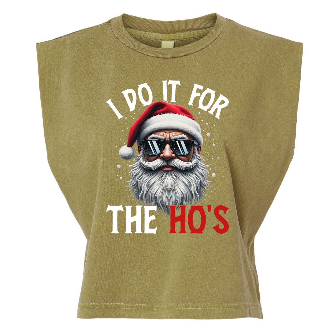 I Do It For The Hos Funny Christmas Santa Claus Garment-Dyed Women's Muscle Tee