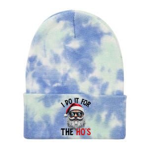 I Do It For The Hos Funny Christmas Santa Claus Tie Dye 12in Knit Beanie