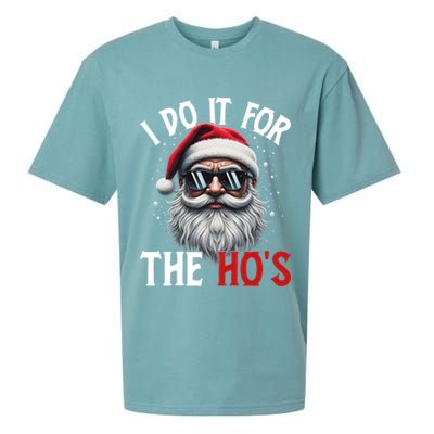 I Do It For The Hos Funny Christmas Santa Claus Sueded Cloud Jersey T-Shirt