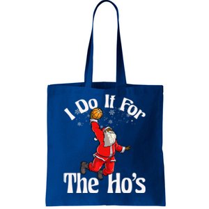 I Do It For The Hos African American Santa Claus Basketball Funny Gift Tote Bag