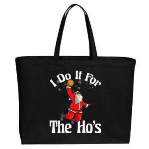 I Do It For The Hos African American Santa Claus Basketball Funny Gift Cotton Canvas Jumbo Tote