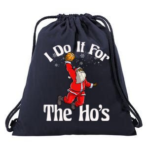 I Do It For The Hos African American Santa Claus Basketball Funny Gift Drawstring Bag