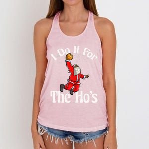 I Do It For The Hos African American Santa Claus Basketball Funny Gift Women's Knotted Racerback Tank