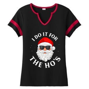 I Do It For The Hos Funny Christmas Pajama Family Xmas Ladies Halftime Notch Neck Tee