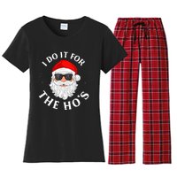 I Do It For The Hos Funny Christmas Pajama Family Xmas Women's Flannel Pajama Set