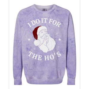 I Do It For The HoS Funny Christmas Rock Hand Santa Hat Great Gift Colorblast Crewneck Sweatshirt