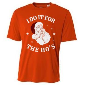 I Do It For The HoS Funny Christmas Rock Hand Santa Hat Great Gift Cooling Performance Crew T-Shirt