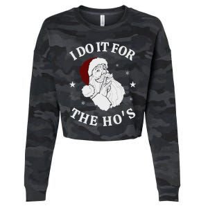 I Do It For The HoS Funny Christmas Rock Hand Santa Hat Great Gift Cropped Pullover Crew