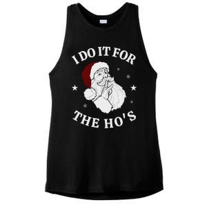 I Do It For The HoS Funny Christmas Rock Hand Santa Hat Great Gift Ladies PosiCharge Tri-Blend Wicking Tank