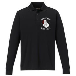 I Do It For The HoS Funny Christmas Rock Hand Santa Hat Great Gift Performance Long Sleeve Polo