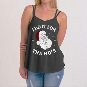 I Do It For The HoS Funny Christmas Rock Hand Santa Hat Great Gift Women's Strappy Tank