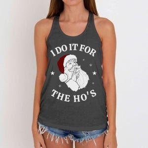 I Do It For The HoS Funny Christmas Rock Hand Santa Hat Great Gift Women's Knotted Racerback Tank