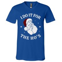 I Do It For The HoS Funny Christmas Rock Hand Santa Hat Great Gift V-Neck T-Shirt