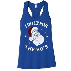 I Do It For The HoS Funny Christmas Rock Hand Santa Hat Great Gift Women's Racerback Tank