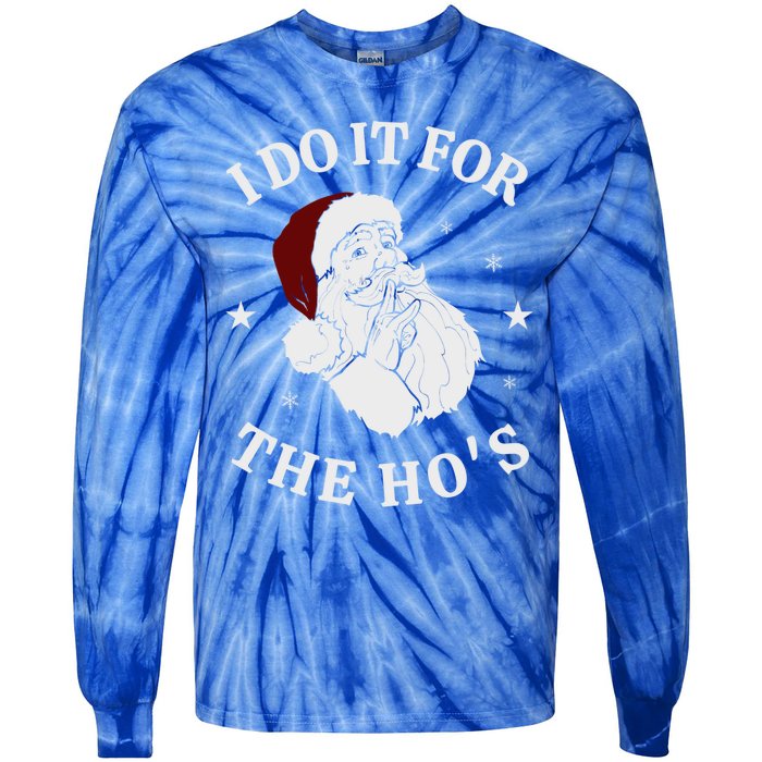 I Do It For The HoS Funny Christmas Rock Hand Santa Hat Great Gift Tie-Dye Long Sleeve Shirt