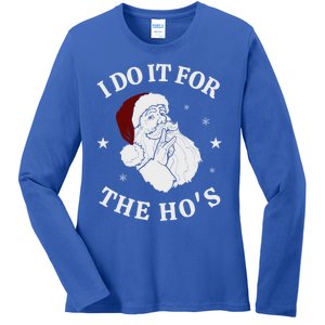 I Do It For The HoS Funny Christmas Rock Hand Santa Hat Great Gift Ladies Long Sleeve Shirt