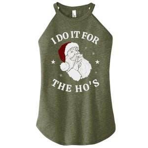 I Do It For The HoS Funny Christmas Rock Hand Santa Hat Great Gift Women's Perfect Tri Rocker Tank