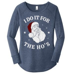 I Do It For The HoS Funny Christmas Rock Hand Santa Hat Great Gift Women's Perfect Tri Tunic Long Sleeve Shirt