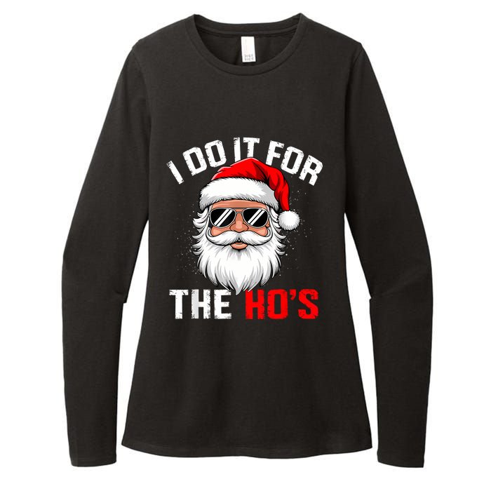 I Do It For The Hos Funny Inappropriate Christmas Santa Face Womens CVC Long Sleeve Shirt