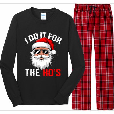 I Do It For The Hos Funny Inappropriate Christmas Santa Face Long Sleeve Pajama Set