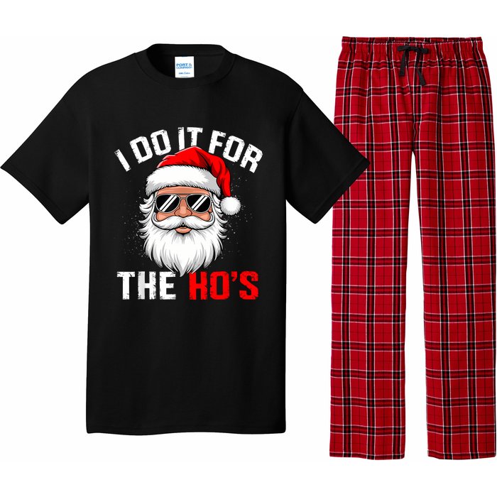 I Do It For The Hos Funny Inappropriate Christmas Santa Face Pajama Set