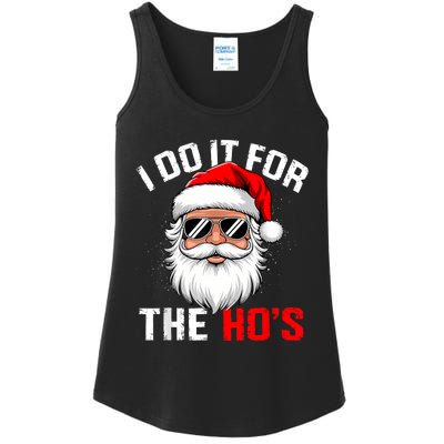 I Do It For The Hos Funny Inappropriate Christmas Santa Face Ladies Essential Tank