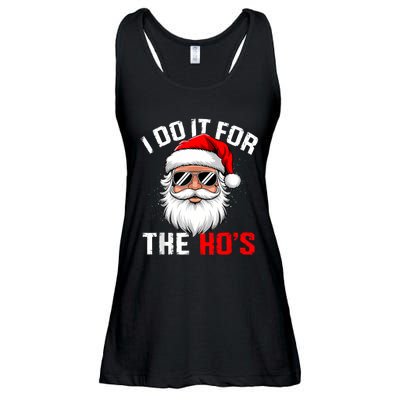 I Do It For The Hos Funny Inappropriate Christmas Santa Face Ladies Essential Flowy Tank