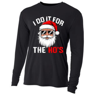 I Do It For The Hos Funny Inappropriate Christmas Santa Face Cooling Performance Long Sleeve Crew