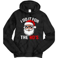 I Do It For The Hos Funny Inappropriate Christmas Santa Face Tie Dye Hoodie