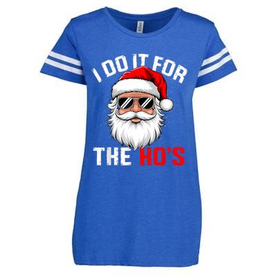 I Do It For The Hos Funny Inappropriate Christmas Santa Face Enza Ladies Jersey Football T-Shirt