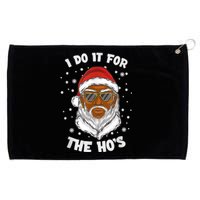 I Do It For The Hos Christmas African American Santa Black Grommeted Golf Towel