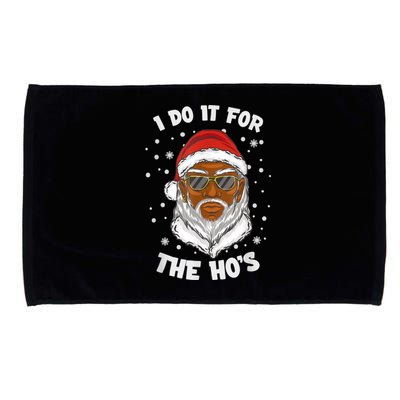 I Do It For The Hos Christmas African American Santa Black Microfiber Hand Towel