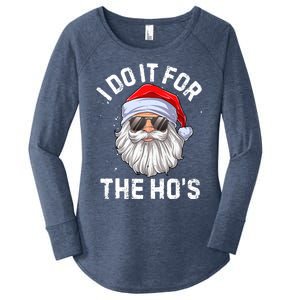 I Do It For The HoS Funny Inappropriate Christmas Santa Meaningful Gift Women's Perfect Tri Tunic Long Sleeve Shirt