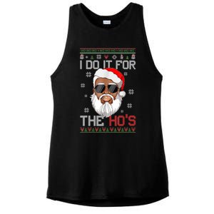 I Do It For The Hos Christmas African American Santa Black Ladies PosiCharge Tri-Blend Wicking Tank