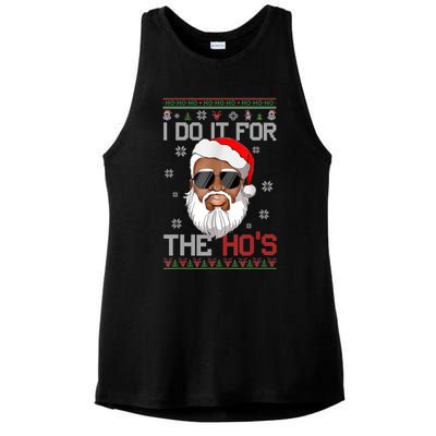 I Do It For The Hos Christmas African American Santa Black Ladies PosiCharge Tri-Blend Wicking Tank