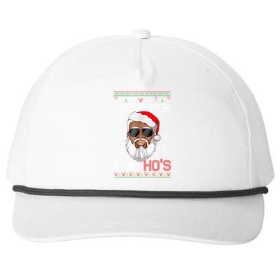 I Do It For The Hos Christmas African American Santa Black Snapback Five-Panel Rope Hat