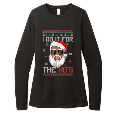 I Do It For The Hos Christmas African American Santa Black Womens CVC Long Sleeve Shirt