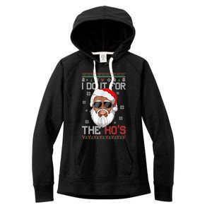 I Do It For The Hos Christmas African American Santa Black Women's Fleece Hoodie