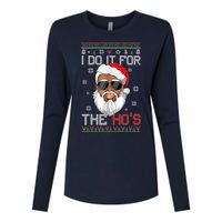 I Do It For The Hos Christmas African American Santa Black Womens Cotton Relaxed Long Sleeve T-Shirt