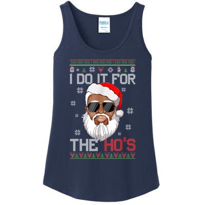 I Do It For The Hos Christmas African American Santa Black Ladies Essential Tank