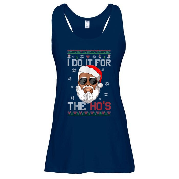 I Do It For The Hos Christmas African American Santa Black Ladies Essential Flowy Tank