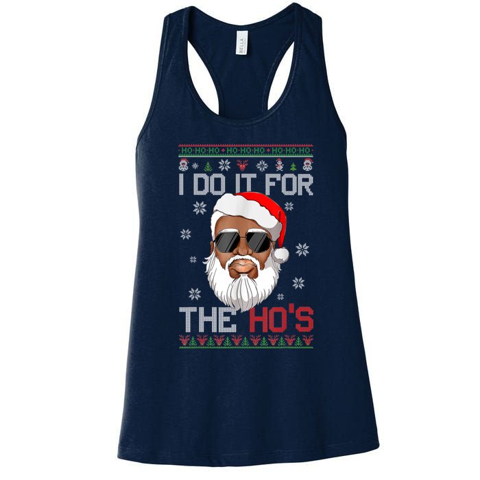 I Do It For The Hos Christmas African American Santa Black Women's Racerback Tank