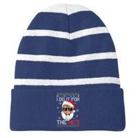 I Do It For The Hos Christmas African American Santa Black Striped Beanie with Solid Band