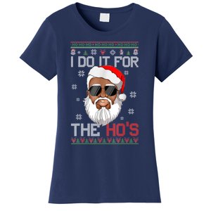 I Do It For The Hos Christmas African American Santa Black Women's T-Shirt