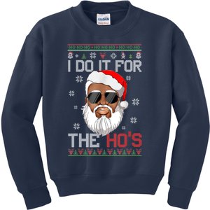 I Do It For The Hos Christmas African American Santa Black Kids Sweatshirt