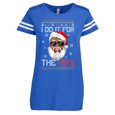 I Do It For The Hos Christmas African American Santa Black Enza Ladies Jersey Football T-Shirt