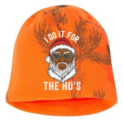 I Do It For The Hos Christmas African American Santa Black Kati - Camo Knit Beanie